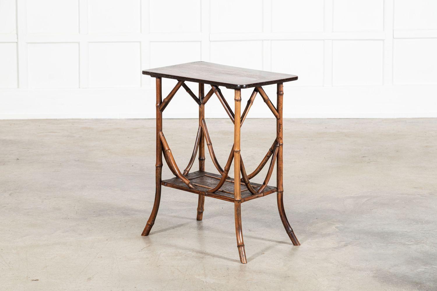 19thC English Bamboo Two Tier Side Table For Sale 4