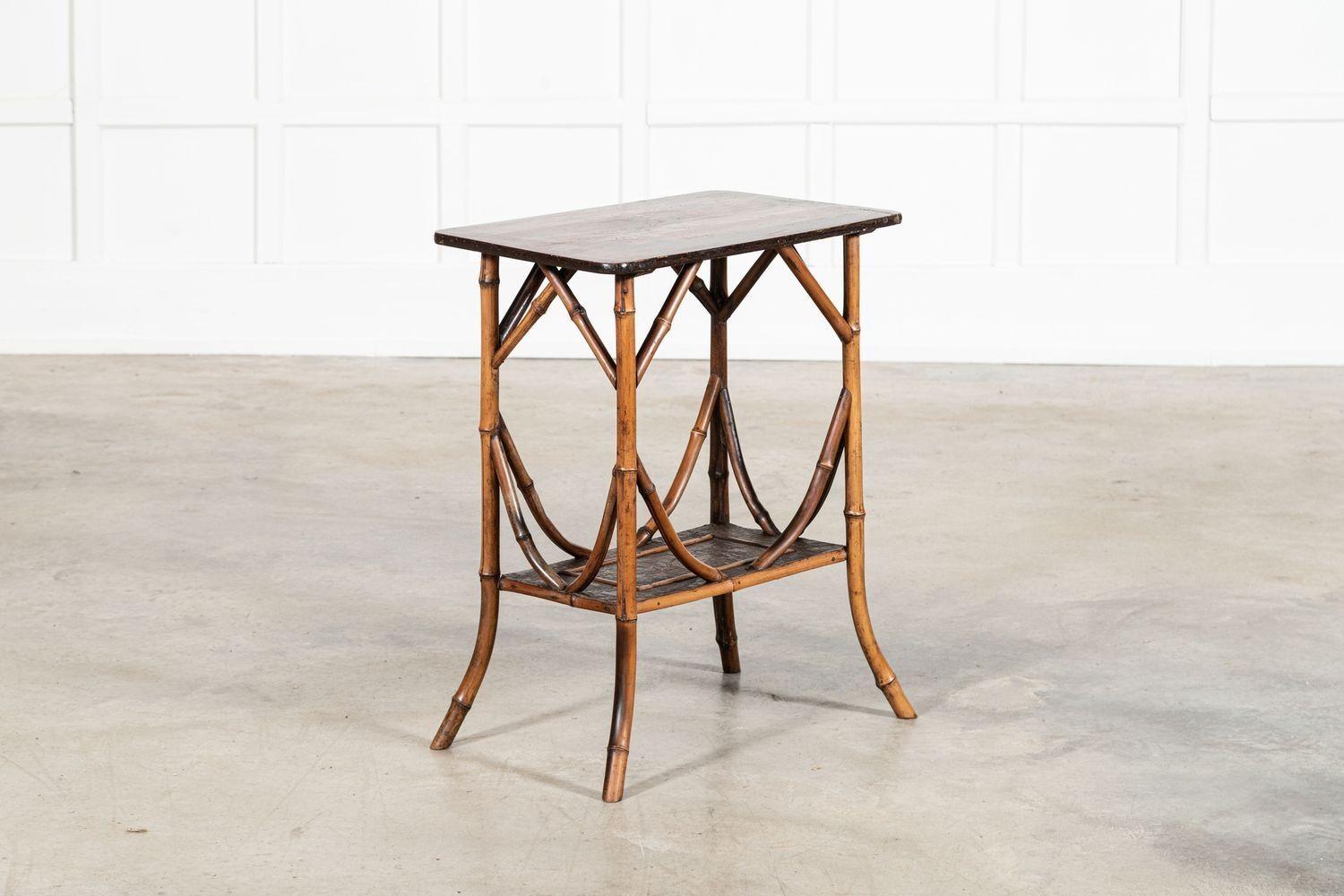19thC English Bamboo Two Tier Side Table For Sale 5