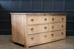 19th C English Bleached Pine Butchers Counter Drawers