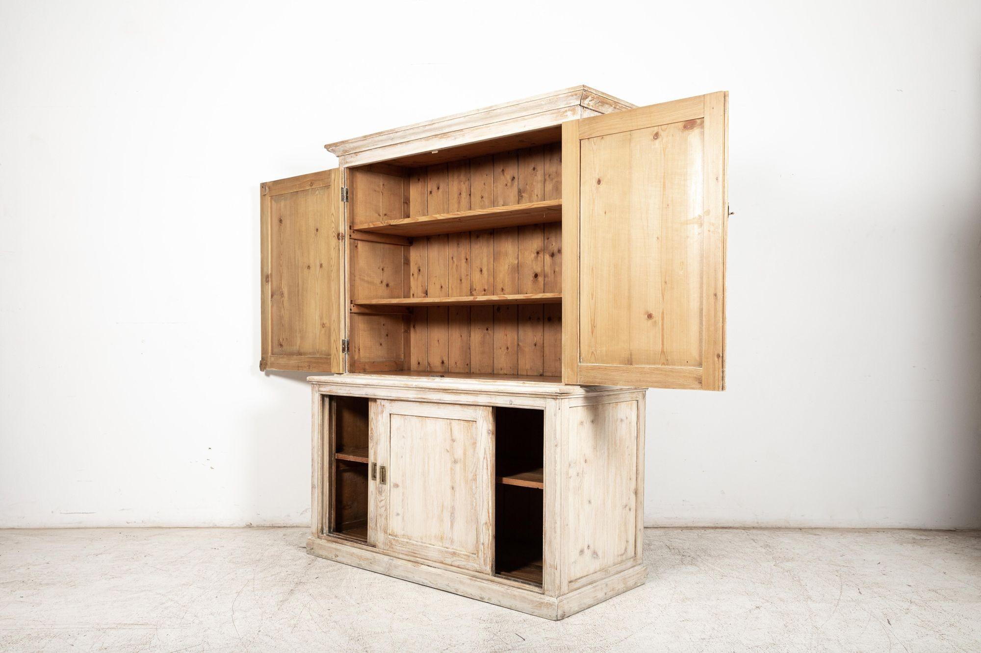 Mid-19th Century 19th C English Bleached Pine Housekeepers Cupboard For Sale