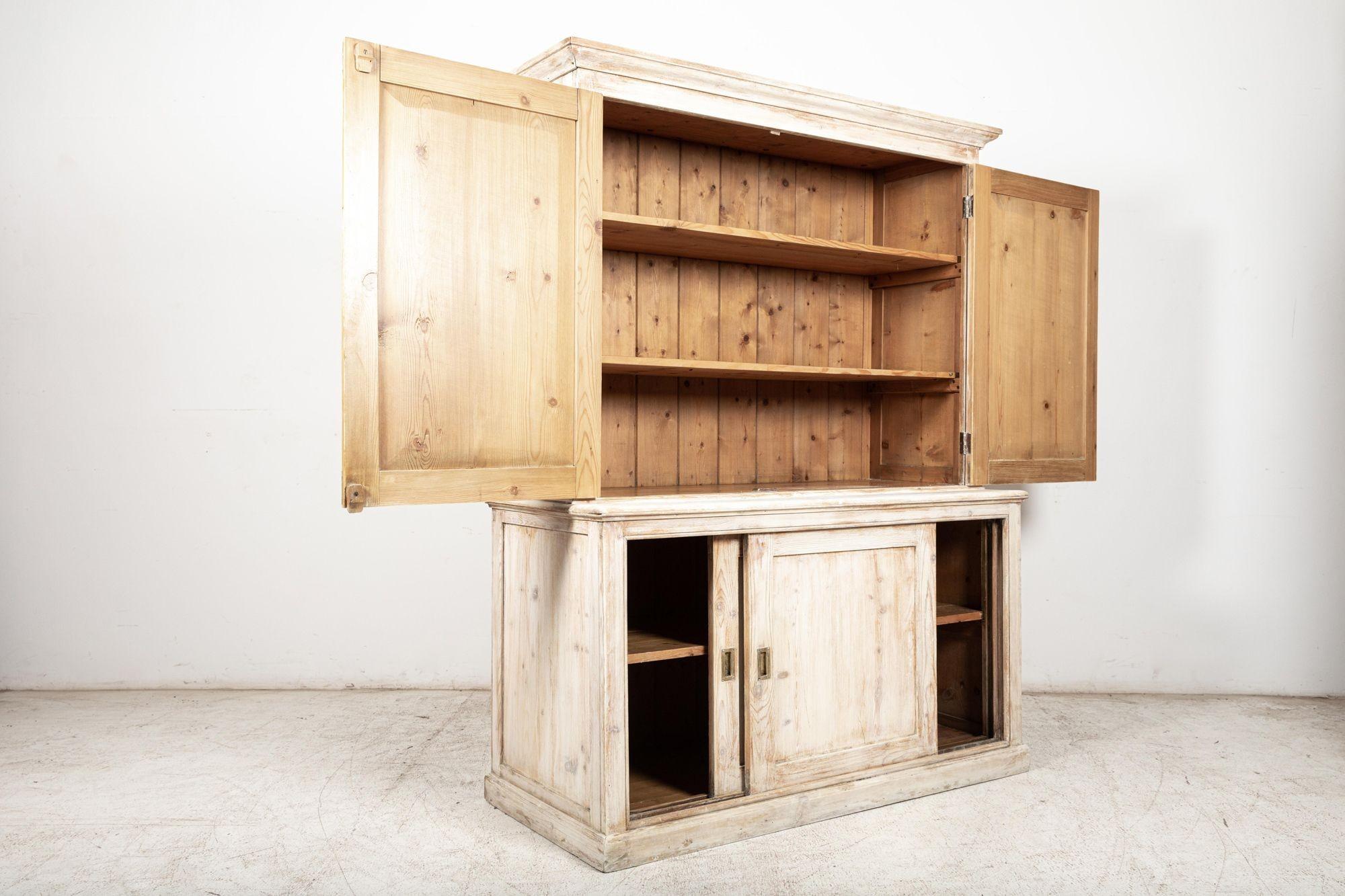 19th C English Bleached Pine Housekeepers Cupboard For Sale 3