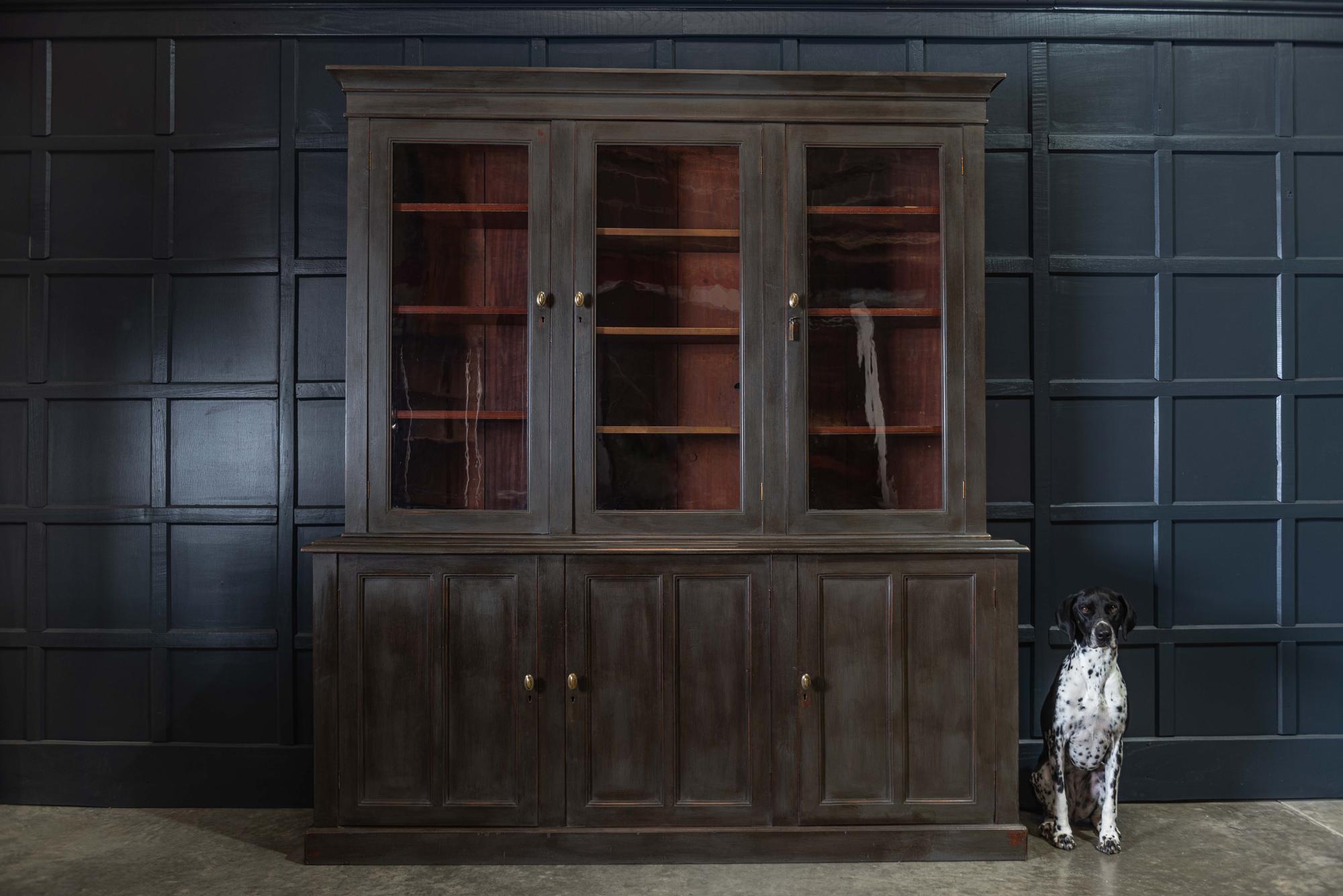 19th Century English Boardroom Mahogany Painted Glazed Bookcase 9