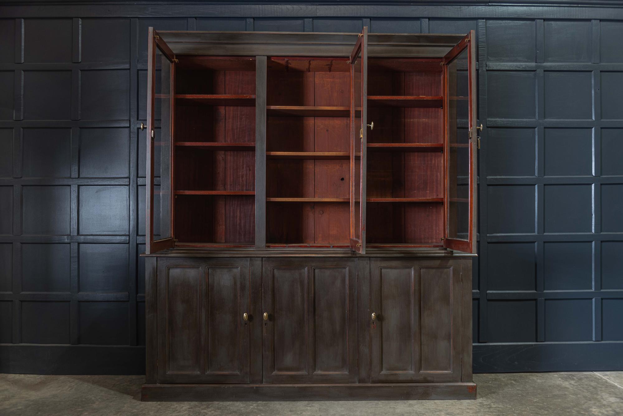 19th Century English Boardroom Mahogany Painted Glazed Bookcase In Good Condition In Staffordshire, GB