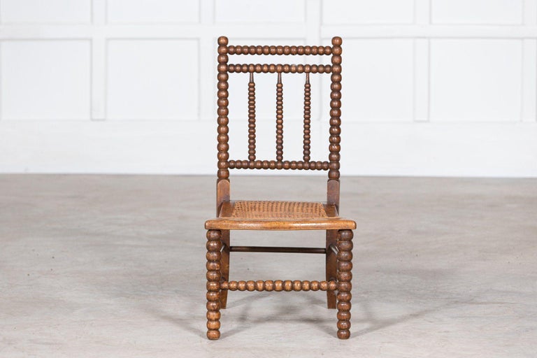 19thC English Bobbin Rush Seat Chair For Sale at 1stDibs