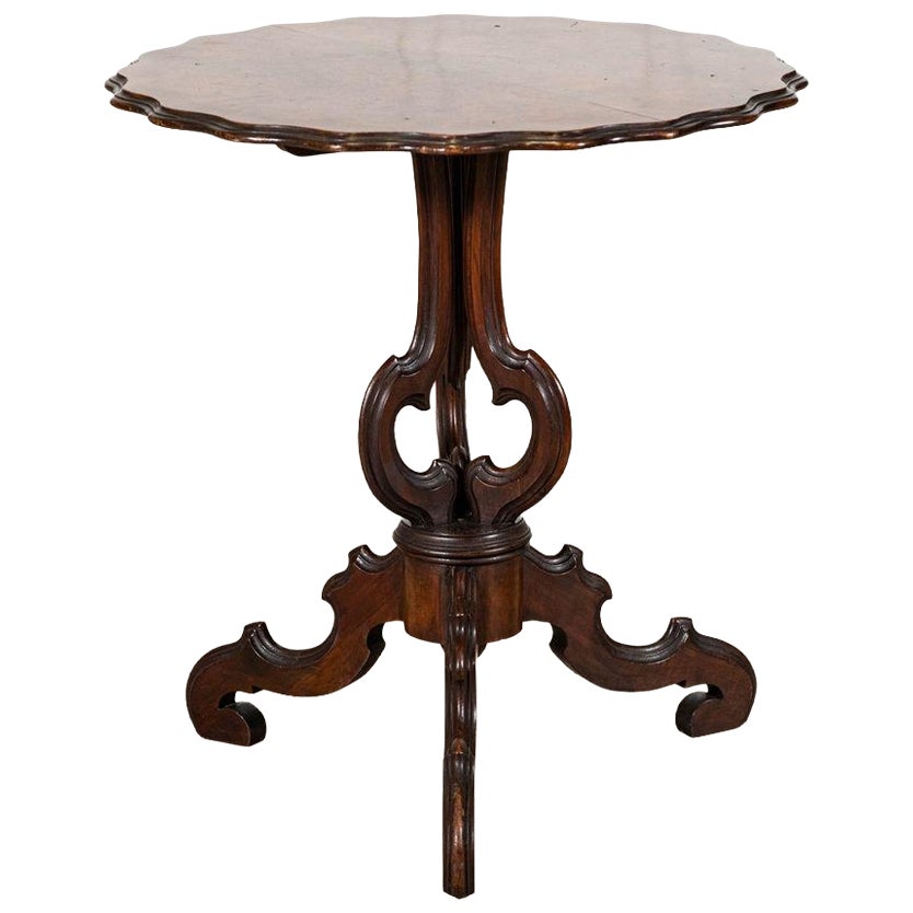19thC English Burr Walnut Side Table For Sale