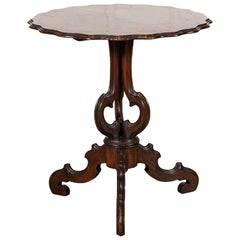 19thC English Burr Walnut Side Table