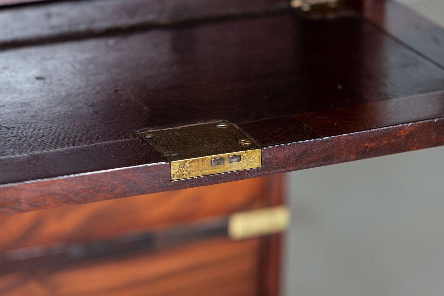 19thC English Campaign Mahogany Secretaire Chest Drawers 2