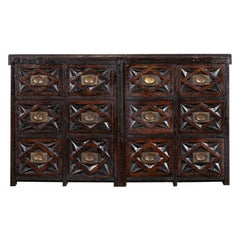 19thC English Carved Oak Apothecary Drawers