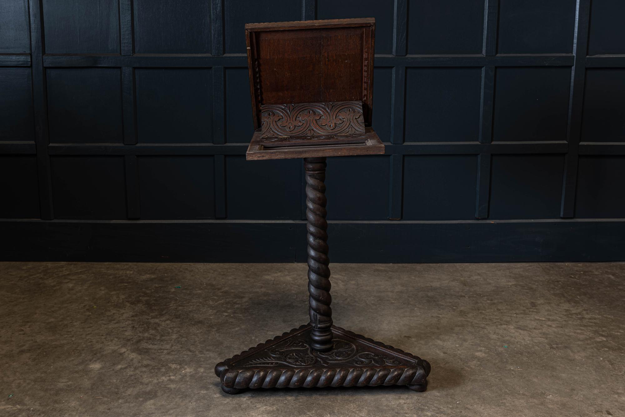 19th Century English Carved Oak Bible Reading Stand In Good Condition For Sale In Staffordshire, GB
