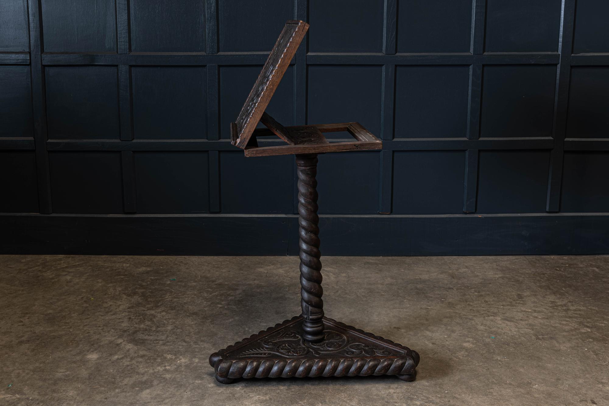 19th Century English Carved Oak Bible Reading Stand For Sale 2