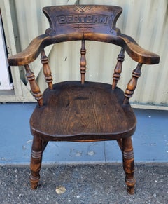 19Thc English Children's Windsor Arm Chair Carved " Bertram"