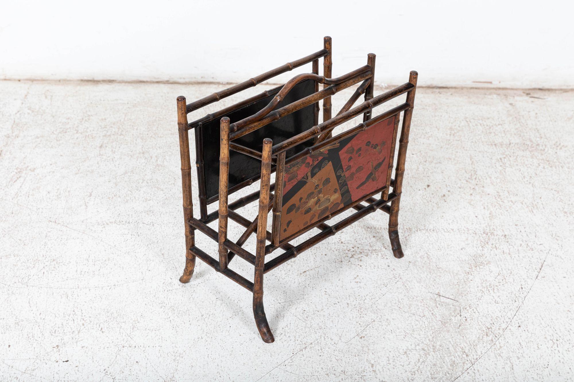 19thC English Chinoiserie Bamboo Magazine Rack In Good Condition For Sale In Staffordshire, GB
