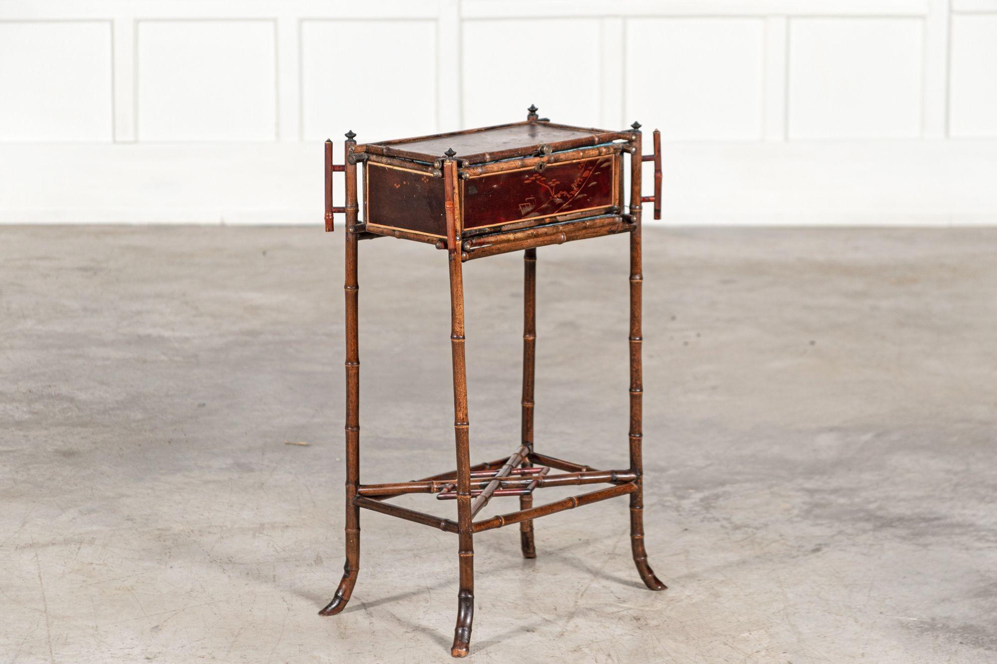 19th Century English Chinoiserie Bamboo Work / Side Table For Sale 2