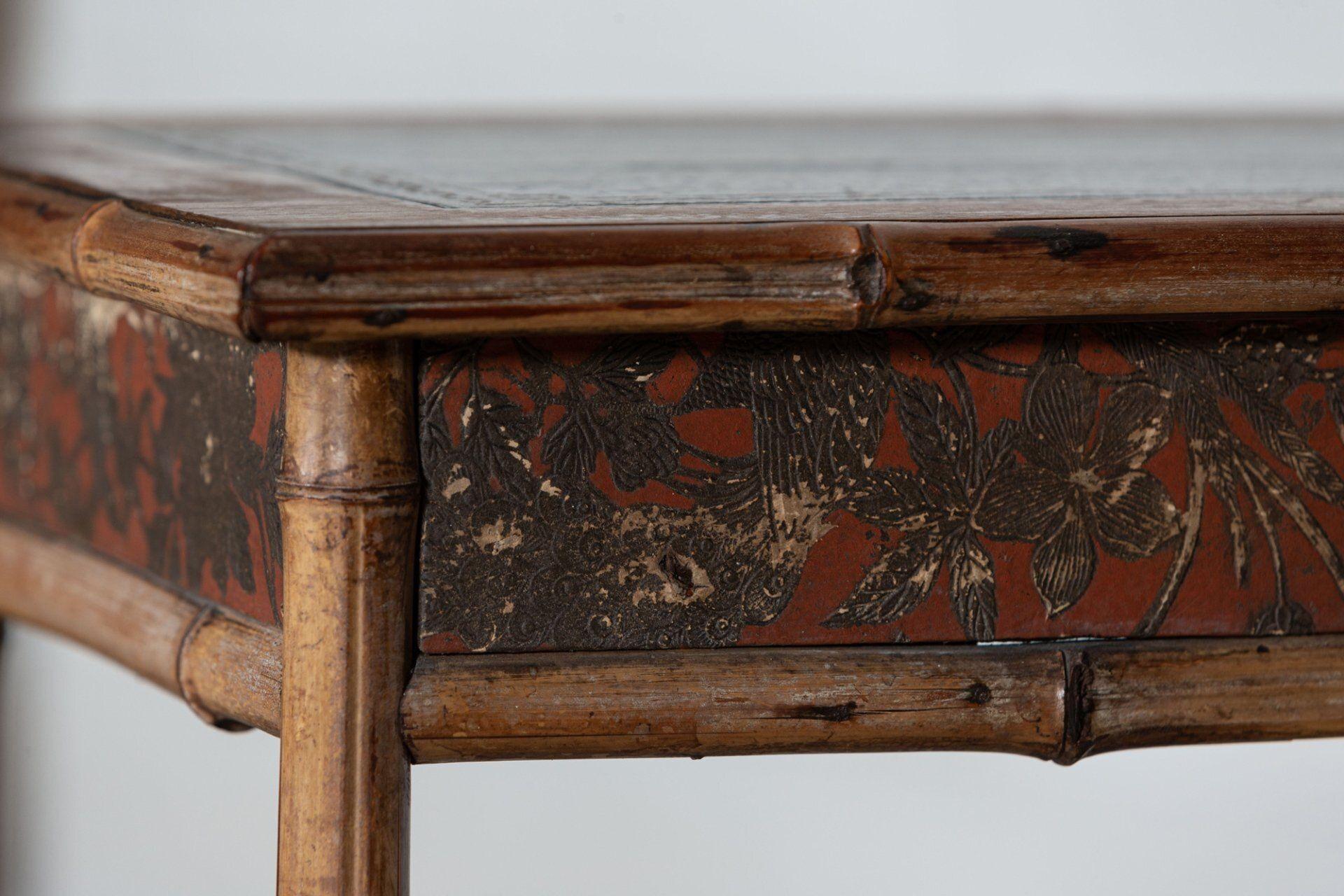 19th C English Chinoiserie Bamboo Writing Table 6