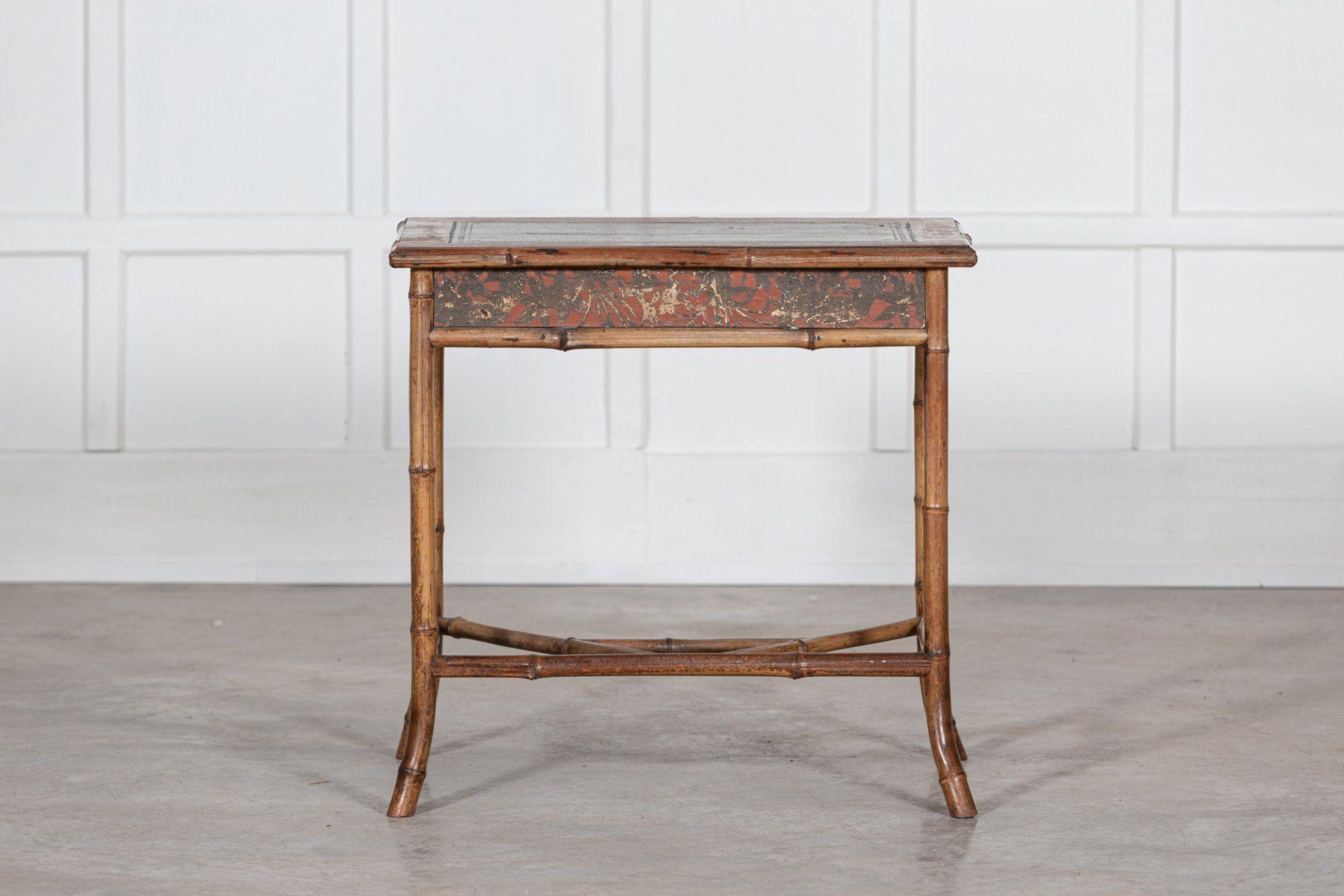 19th C English Chinoiserie Bamboo Writing Table 11