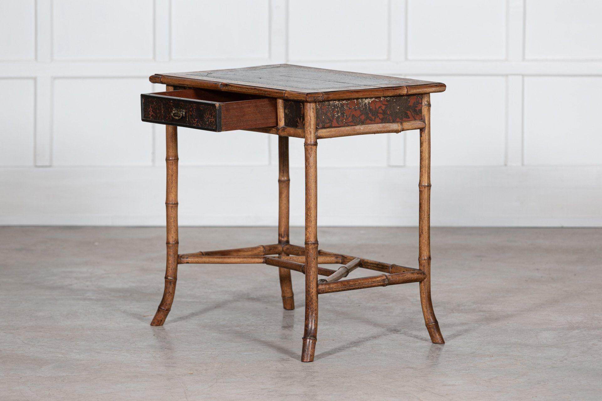19th Century 19th C English Chinoiserie Bamboo Writing Table