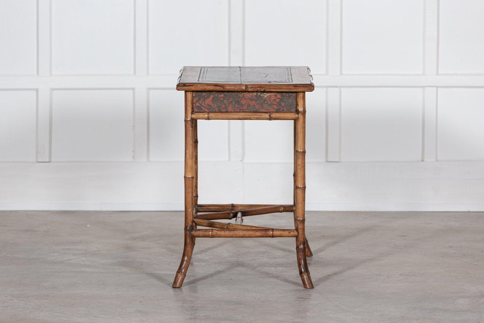 19th C English Chinoiserie Bamboo Writing Table 4