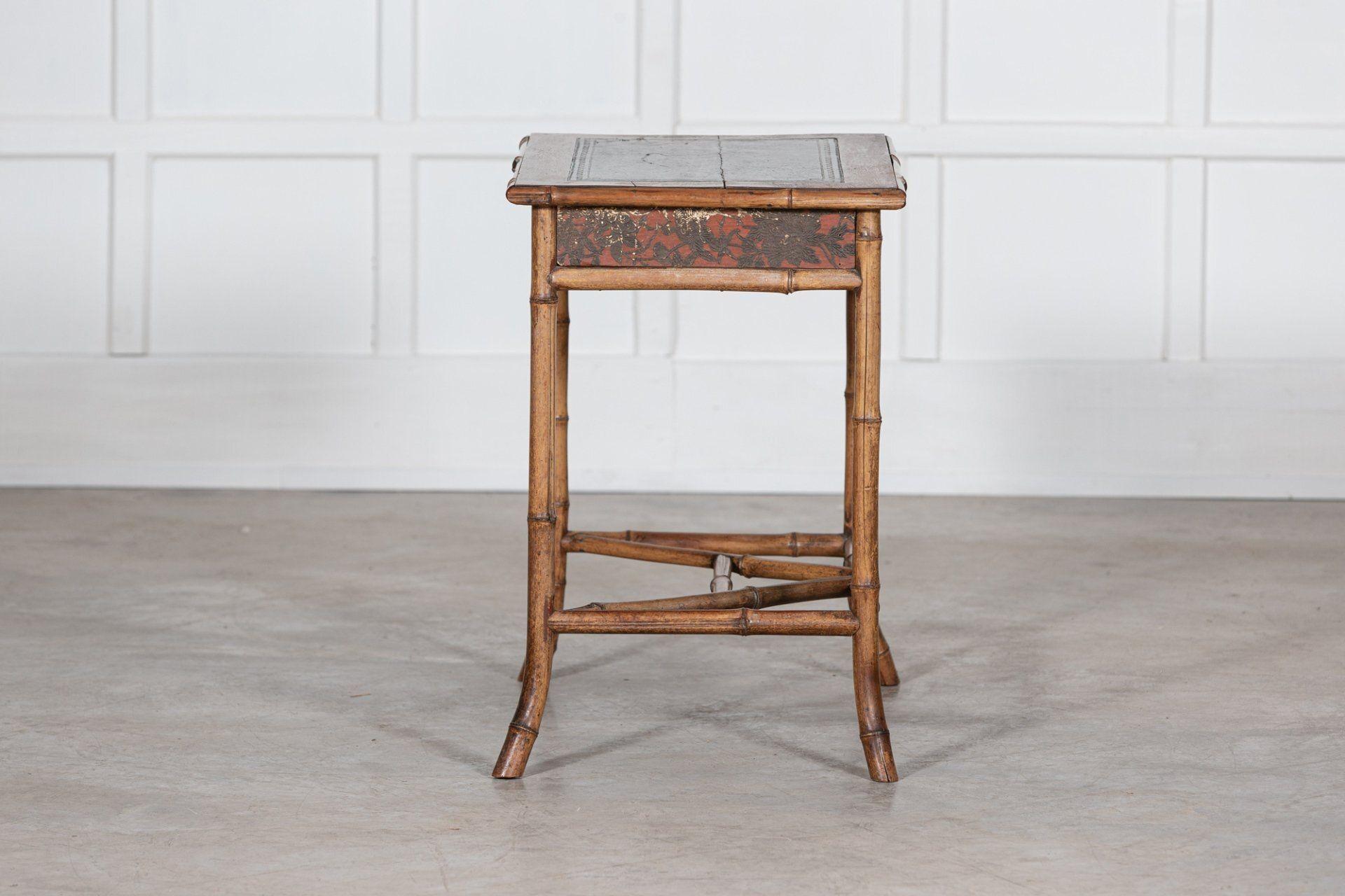 19th C English Chinoiserie Bamboo Writing Table 5