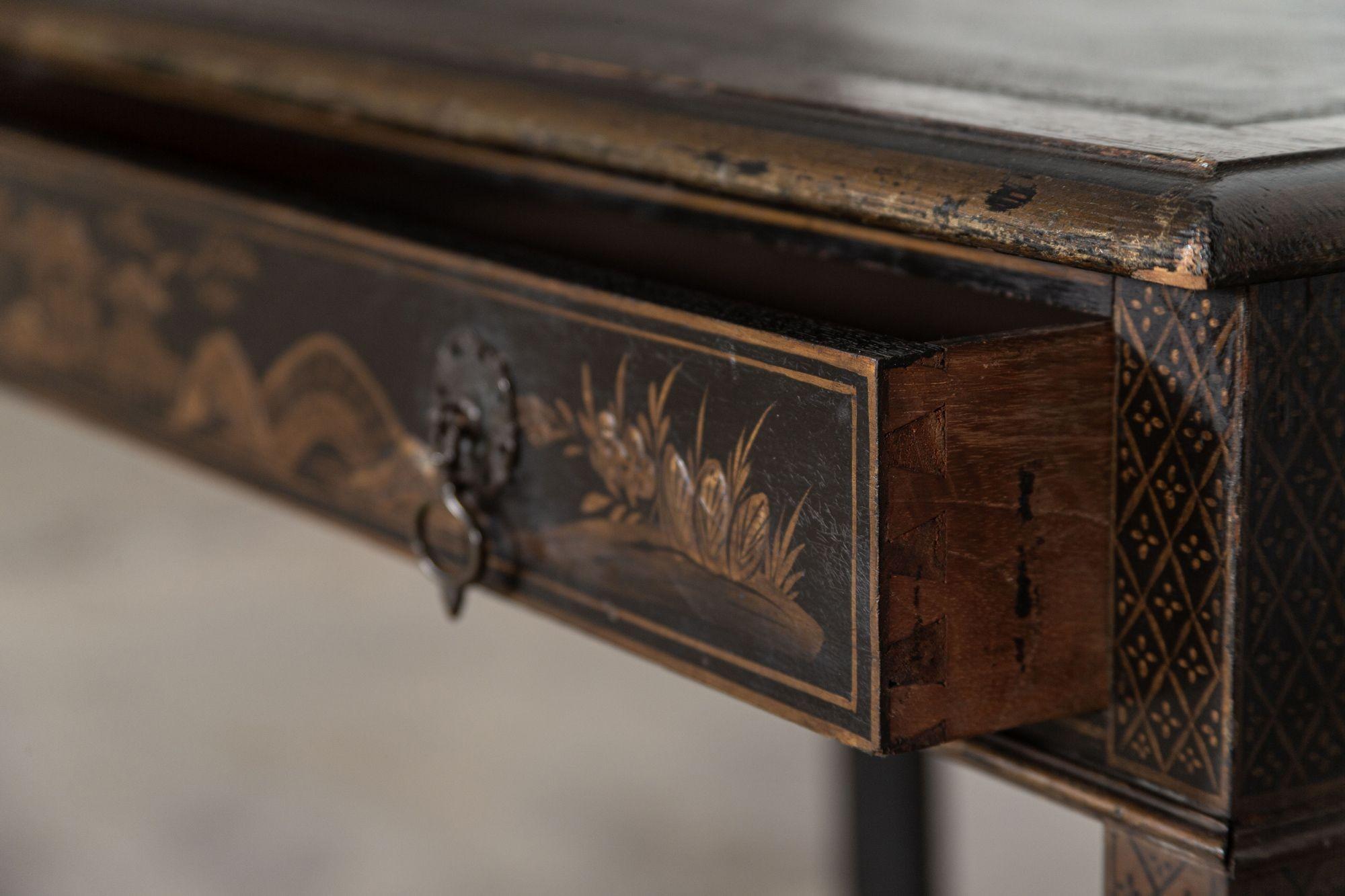 19th Century English Chinoiserie Leather Writing Table 7