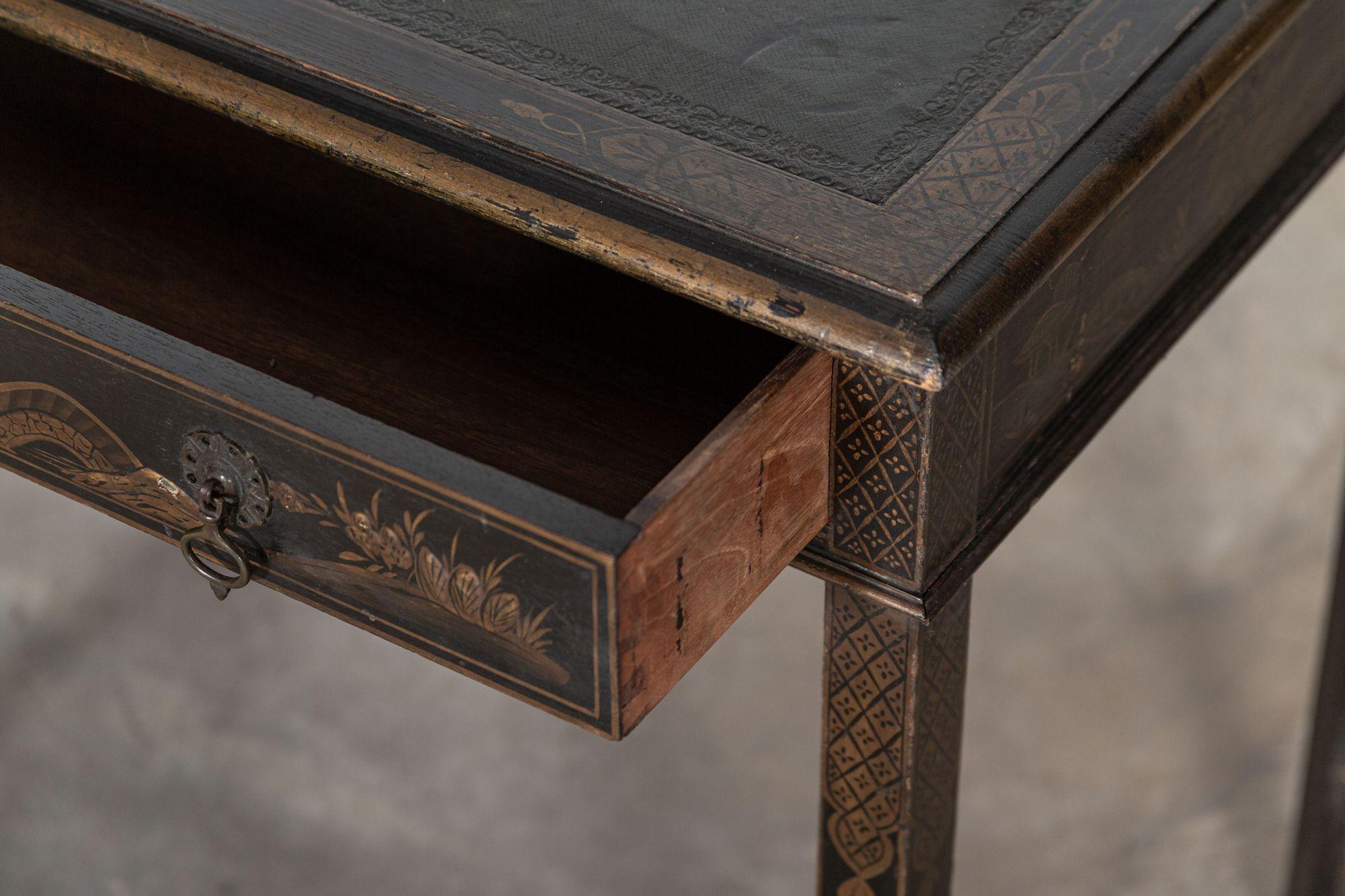 19th Century English Chinoiserie Leather Writing Table 9