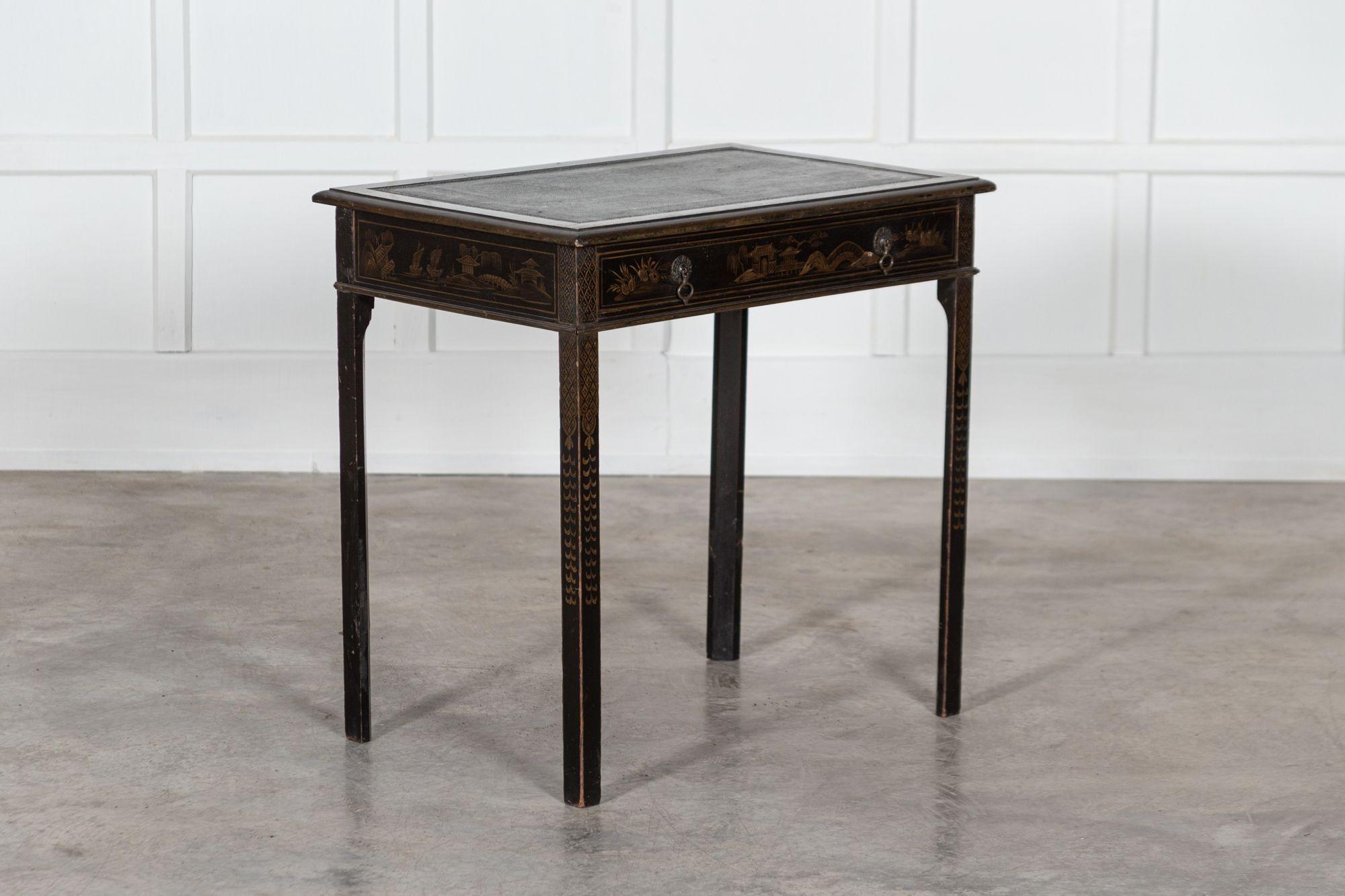 19th Century English Chinoiserie Leather Writing Table 10