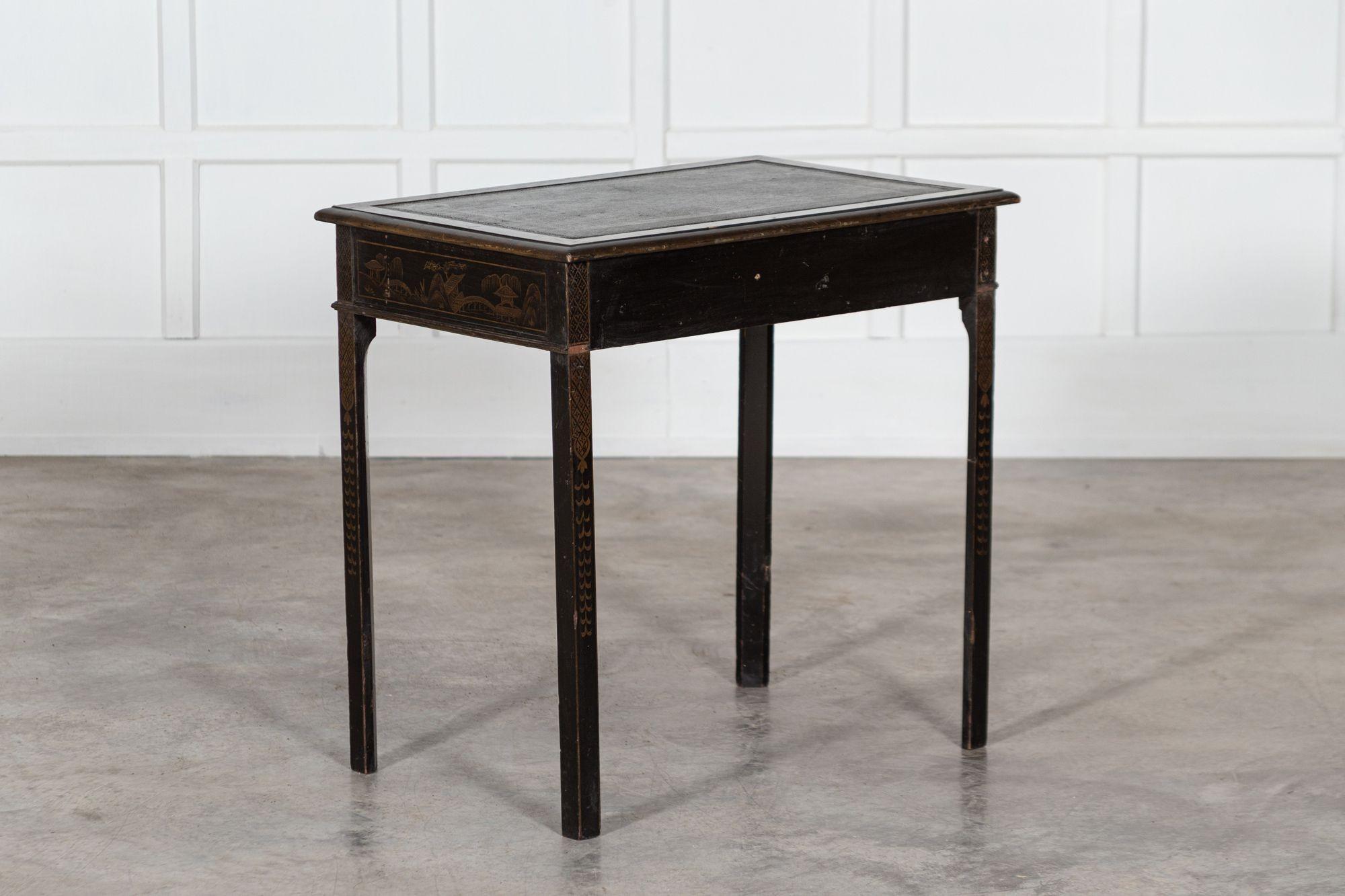 19th Century English Chinoiserie Leather Writing Table 13