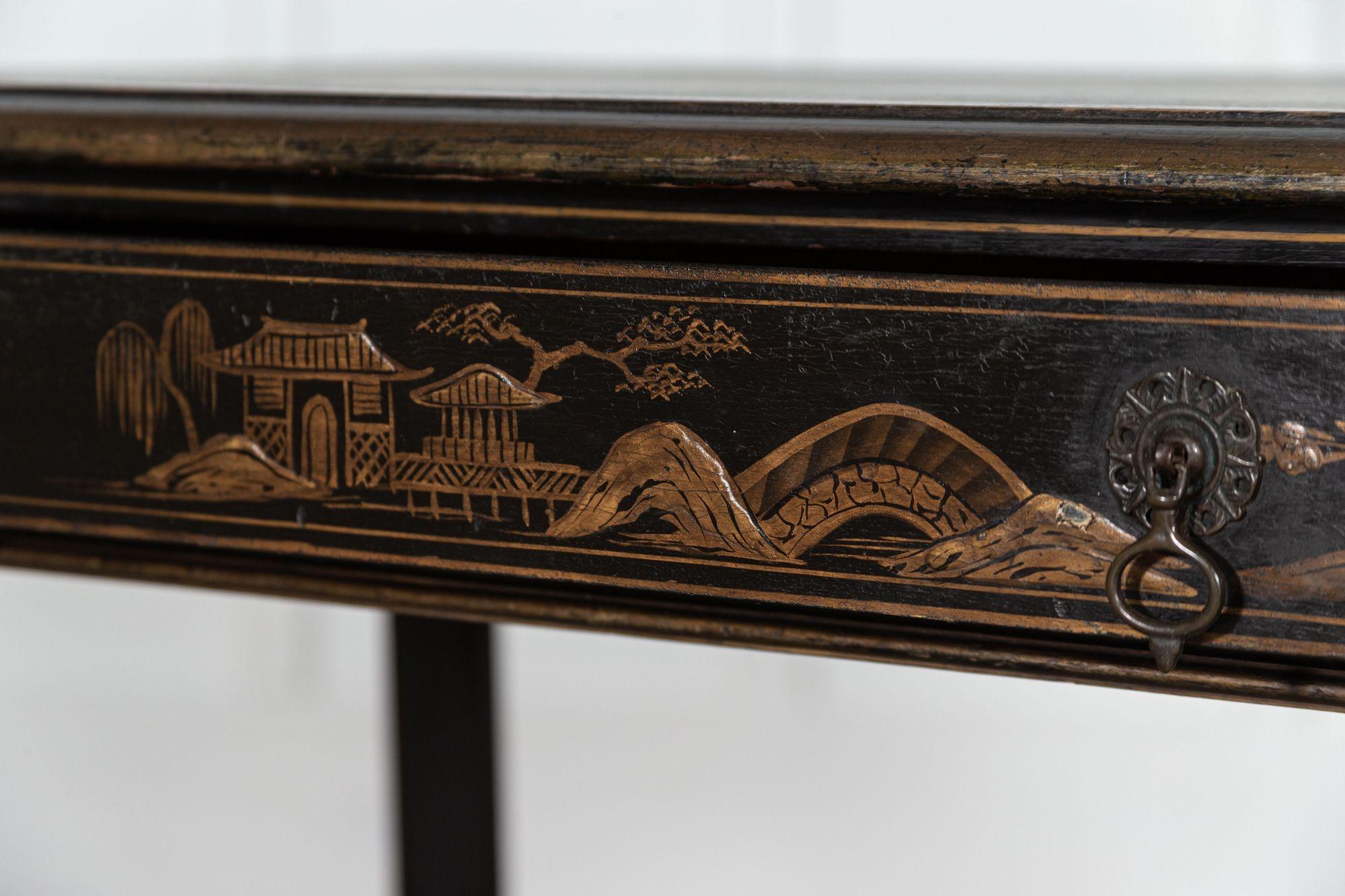 19th Century English Chinoiserie Leather Writing Table 2