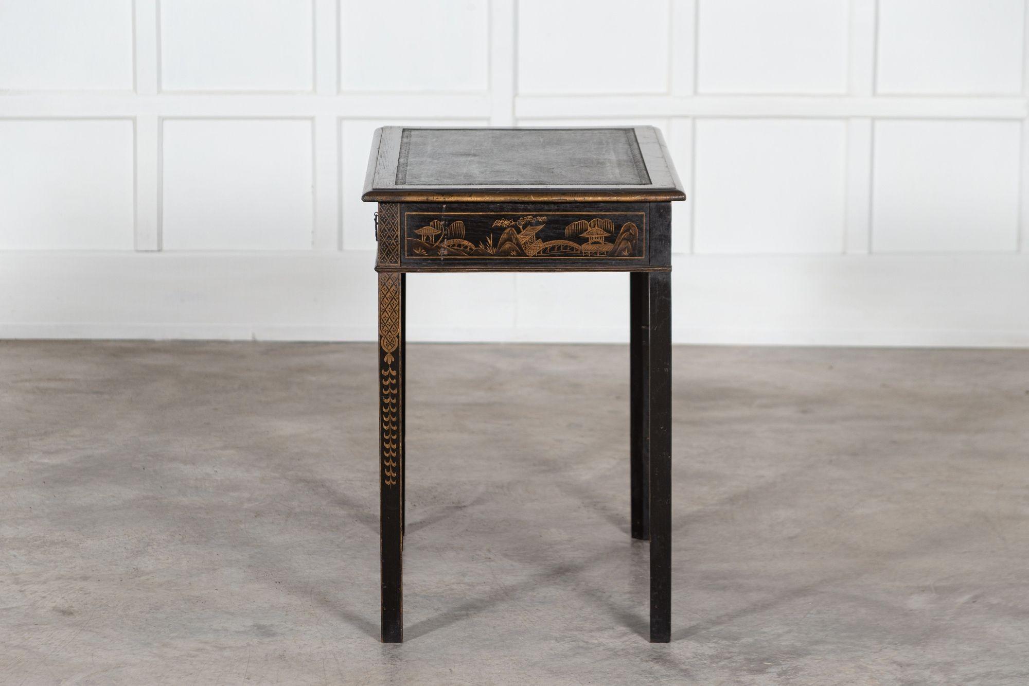 19th Century English Chinoiserie Leather Writing Table 3