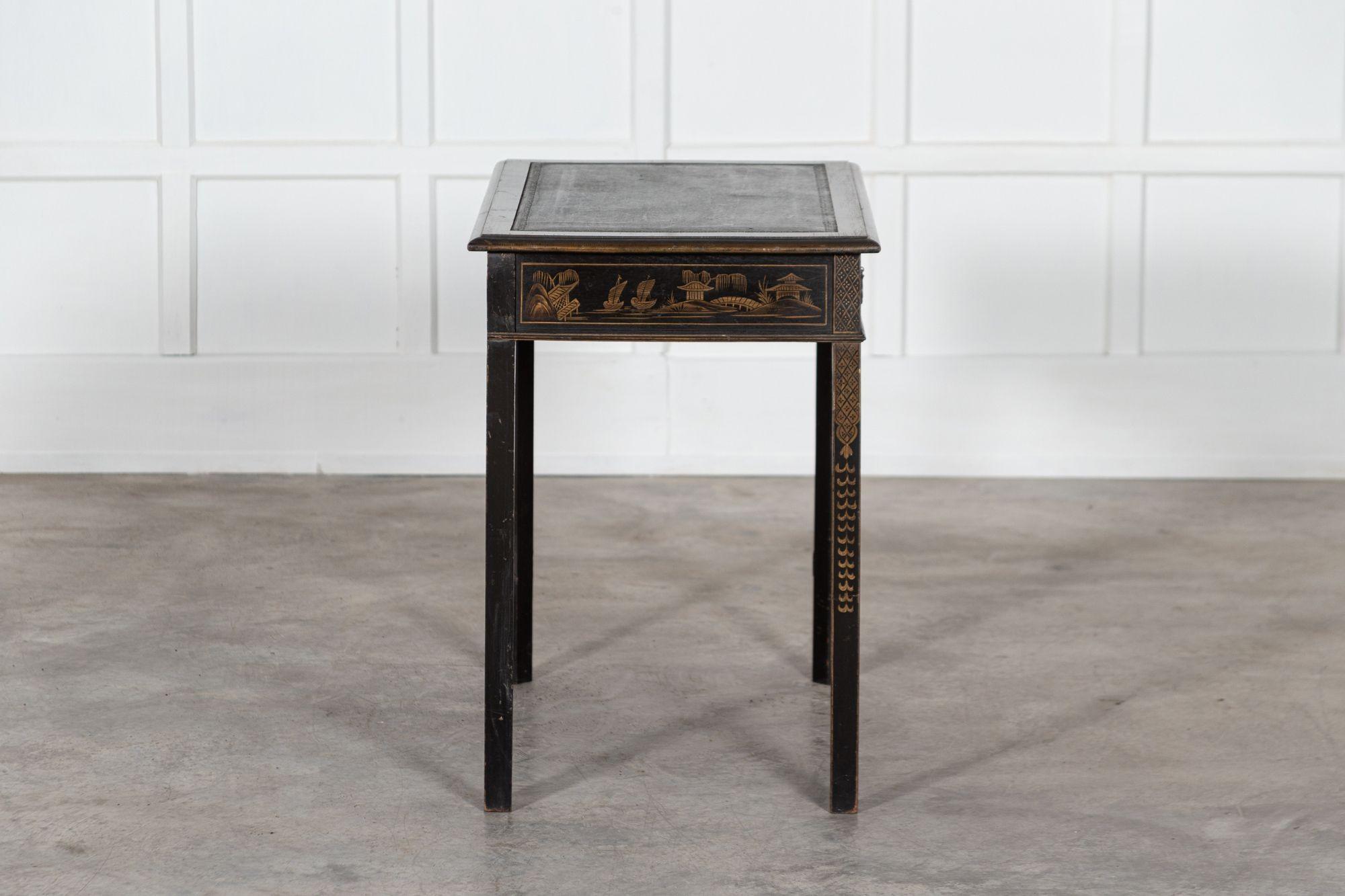 19th Century English Chinoiserie Leather Writing Table 4