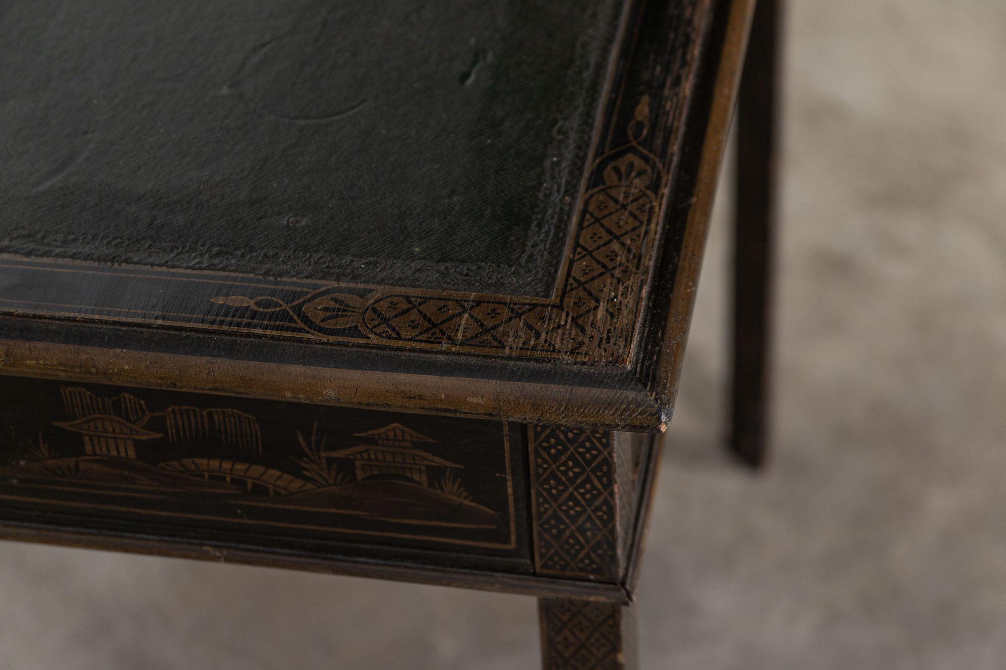 19th Century English Chinoiserie Leather Writing Table 5