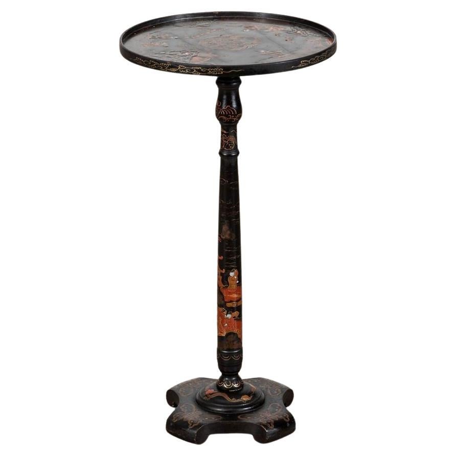 19thC English Chinoiserie Pedestal Side Table