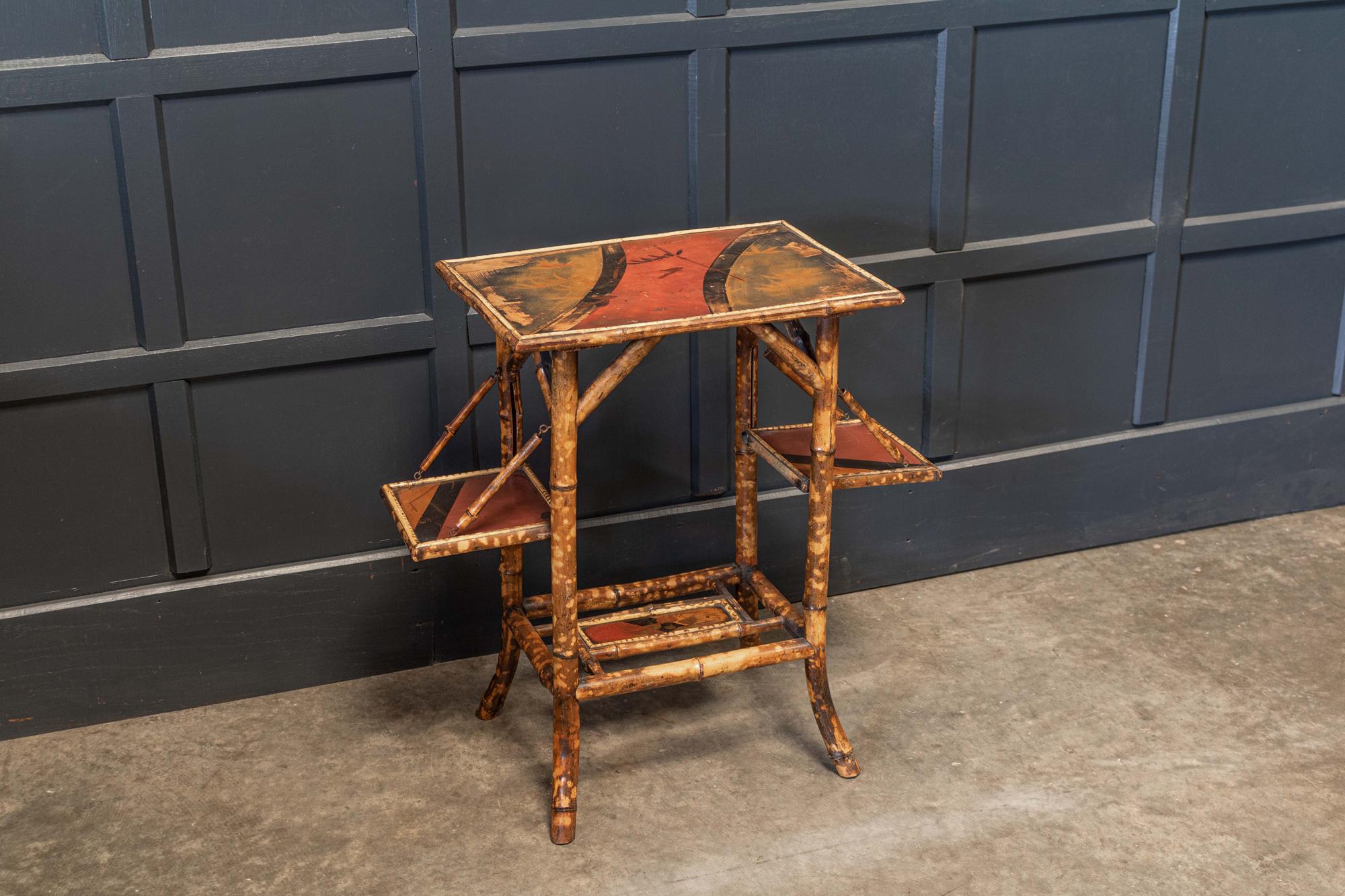 Lacquered 19thC English Chinoiserie Tiger Bamboo Table