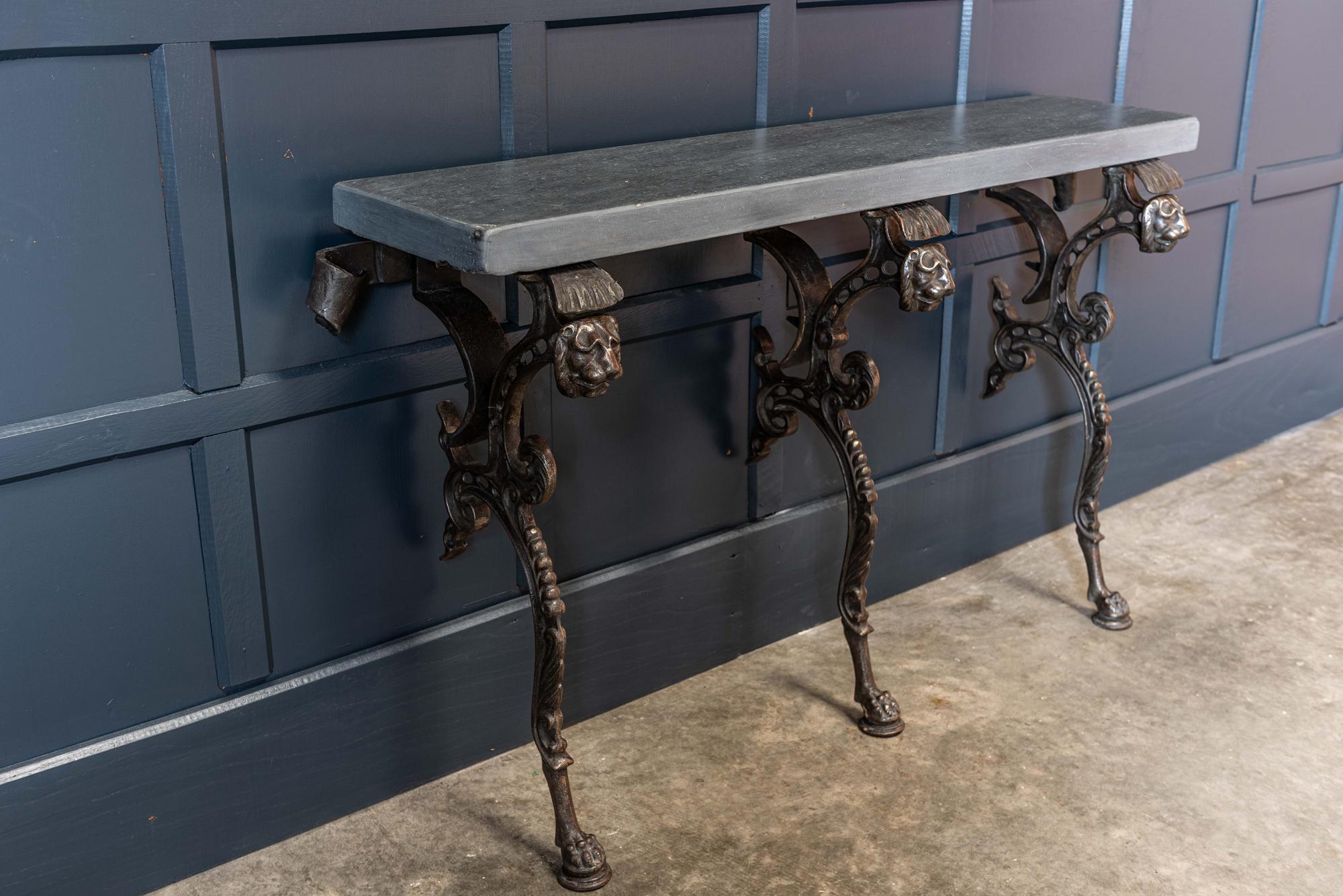 British 19th Century English Coalbrookdale Cast Iron Lion Console Table