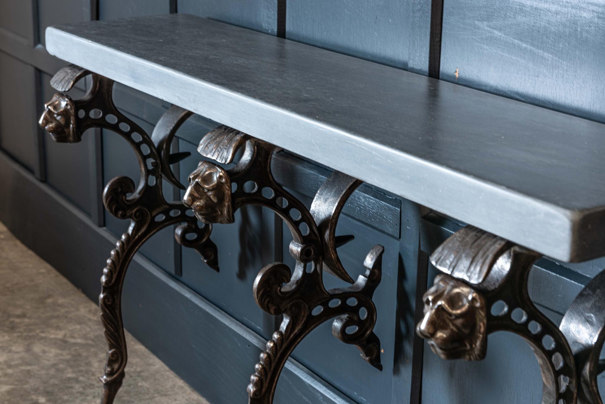 Mid-19th Century 19th Century English Coalbrookdale Cast Iron Lion Console Table