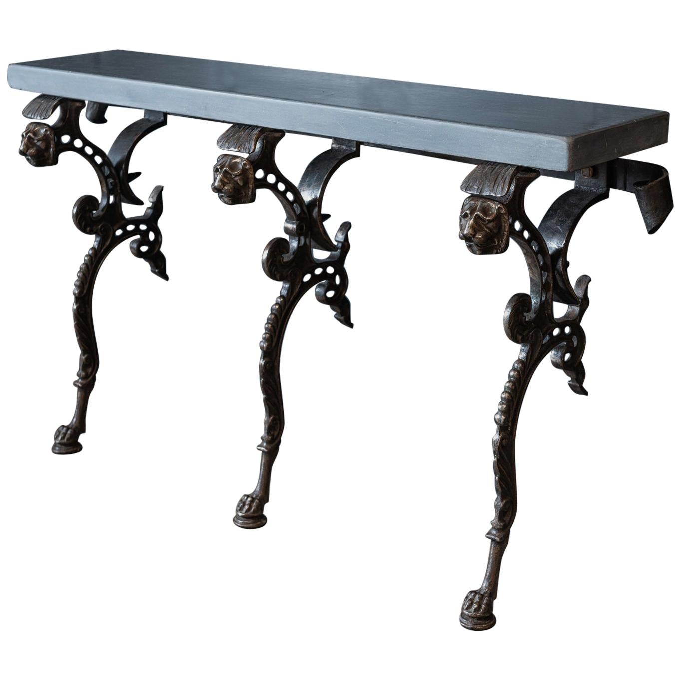 19th Century English Coalbrookdale Cast Iron Lion Console Table