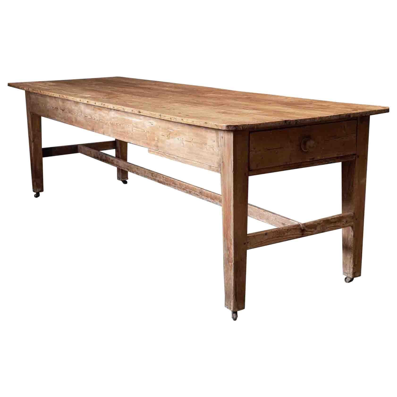 19thC English Country House Pine Farmhouse/Prep Table For Sale