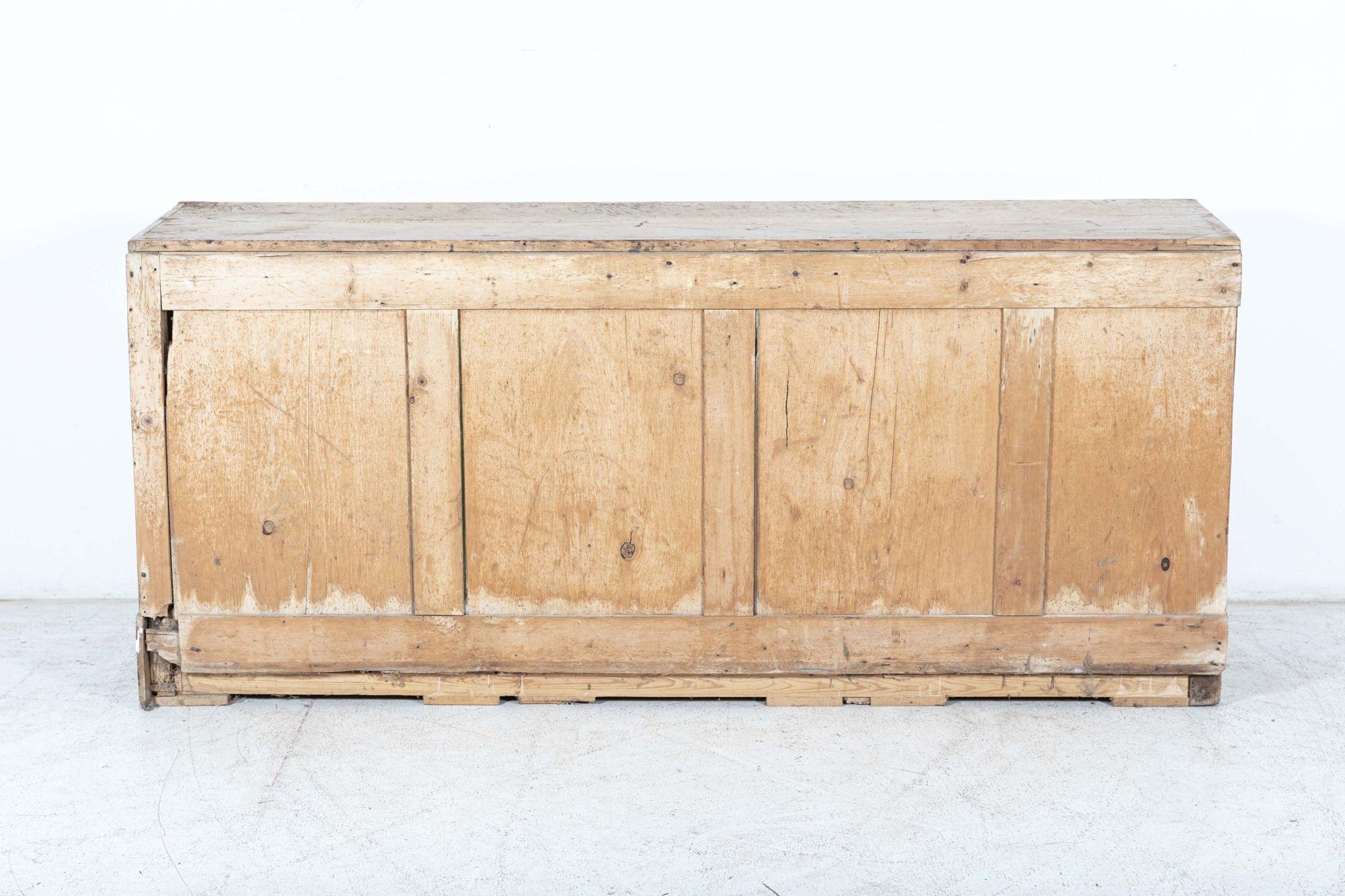 19thC English Country Rustic Pine Dresser Base For Sale 11