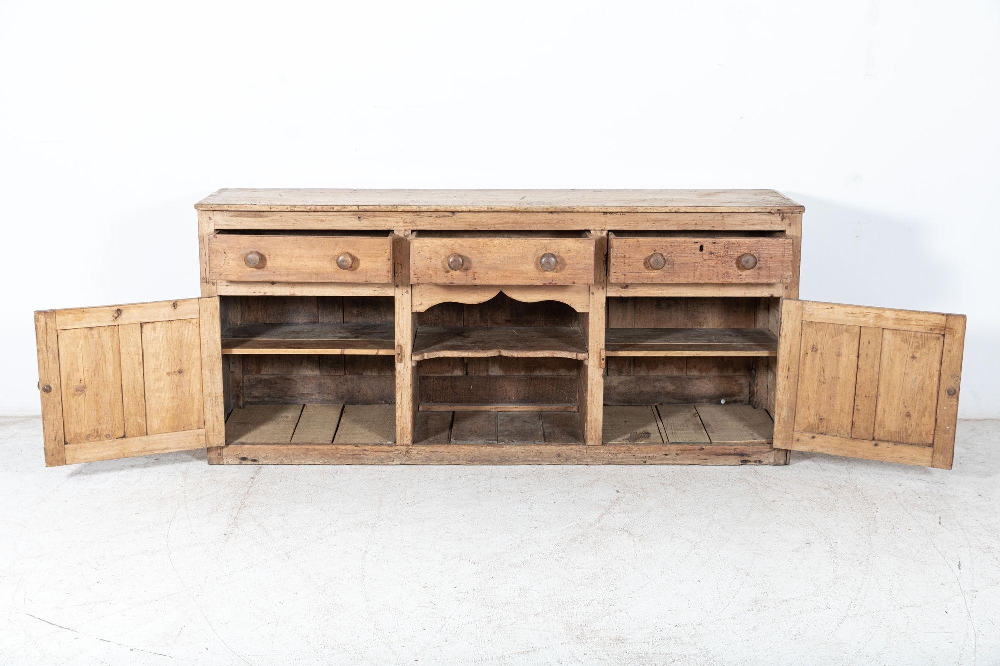 19thC English Country Rustic Pine Dresser Base For Sale 3