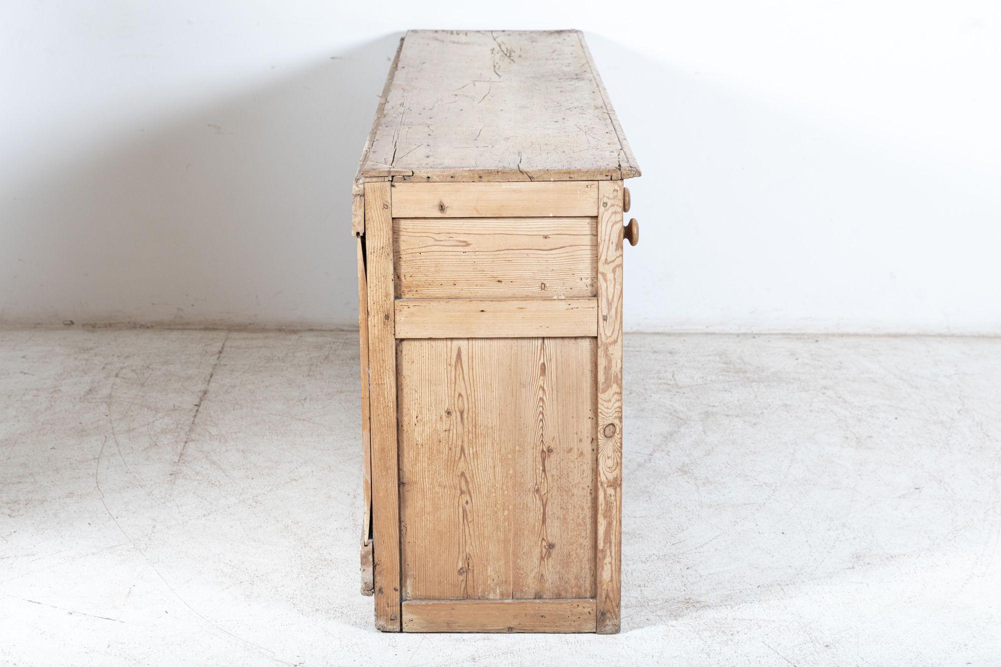 19thC English Country Rustic Pine Dresser Base For Sale 4