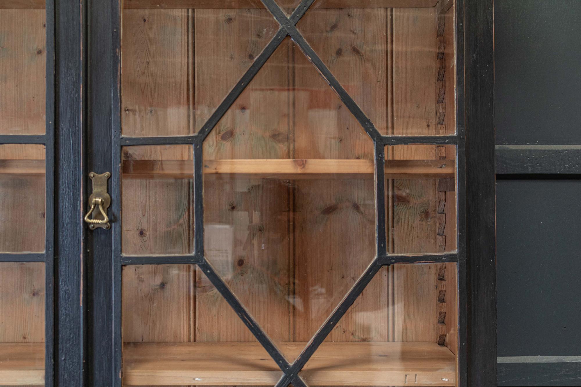 19th Century English Ebonized Astral Glazed Bookcase or Vitrine or Dresser For Sale 4