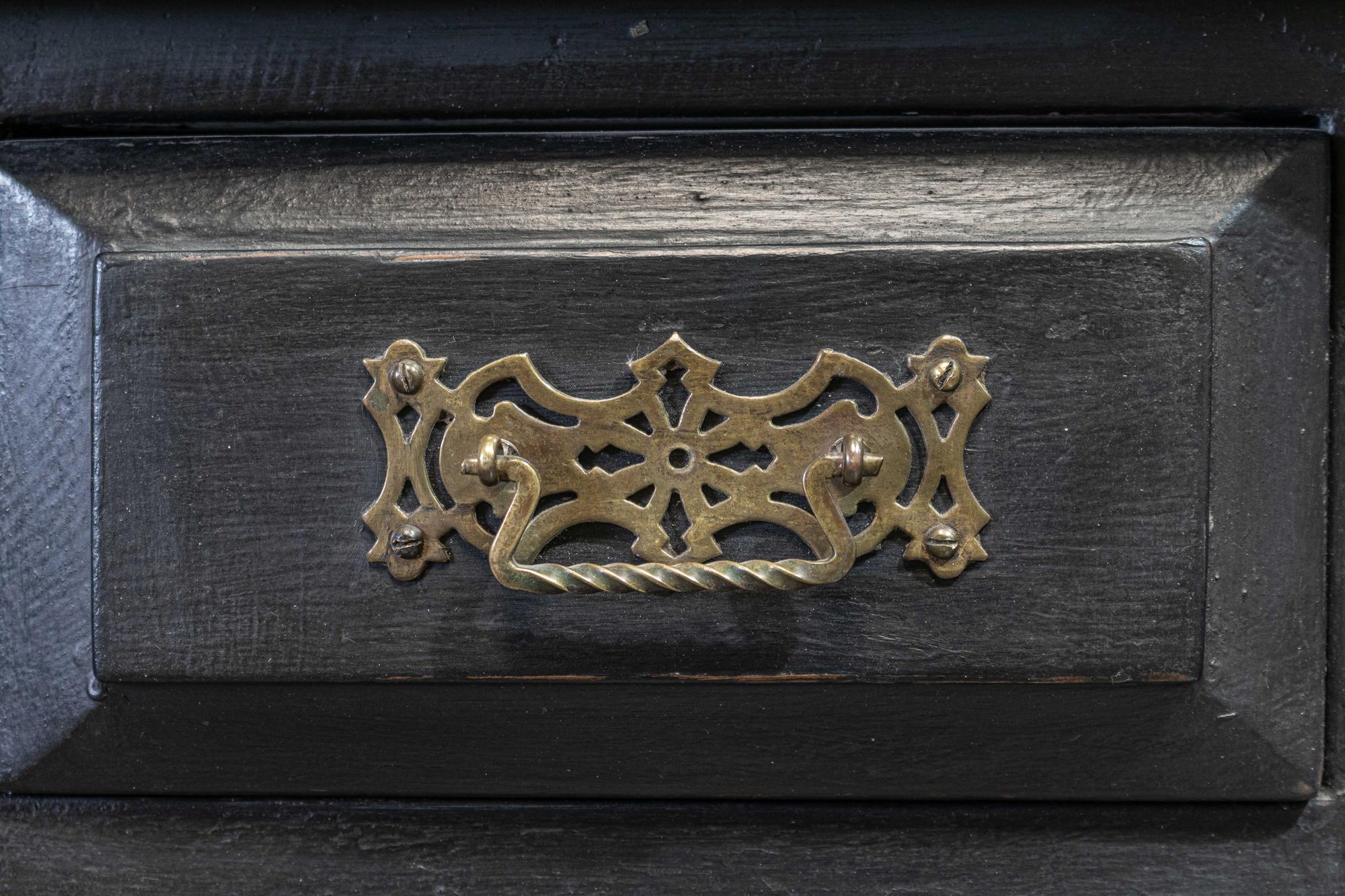 Bibliothèque, vitrine ou commode anglaise du 19ème siècle en ébène émaillé Astral 3