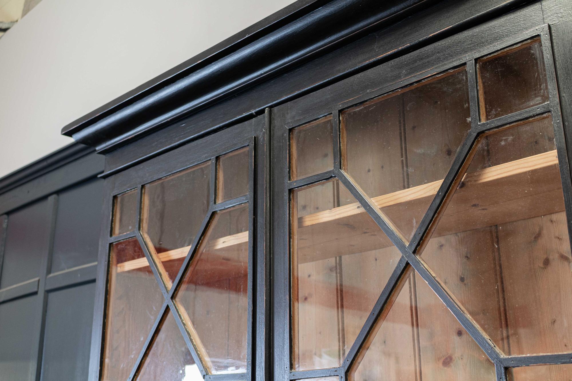 19th Century English Ebonized Astral Glazed Bookcase or Vitrine or Dresser For Sale 3