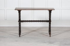 19thC English Ebonised Bobbin Table / Desk