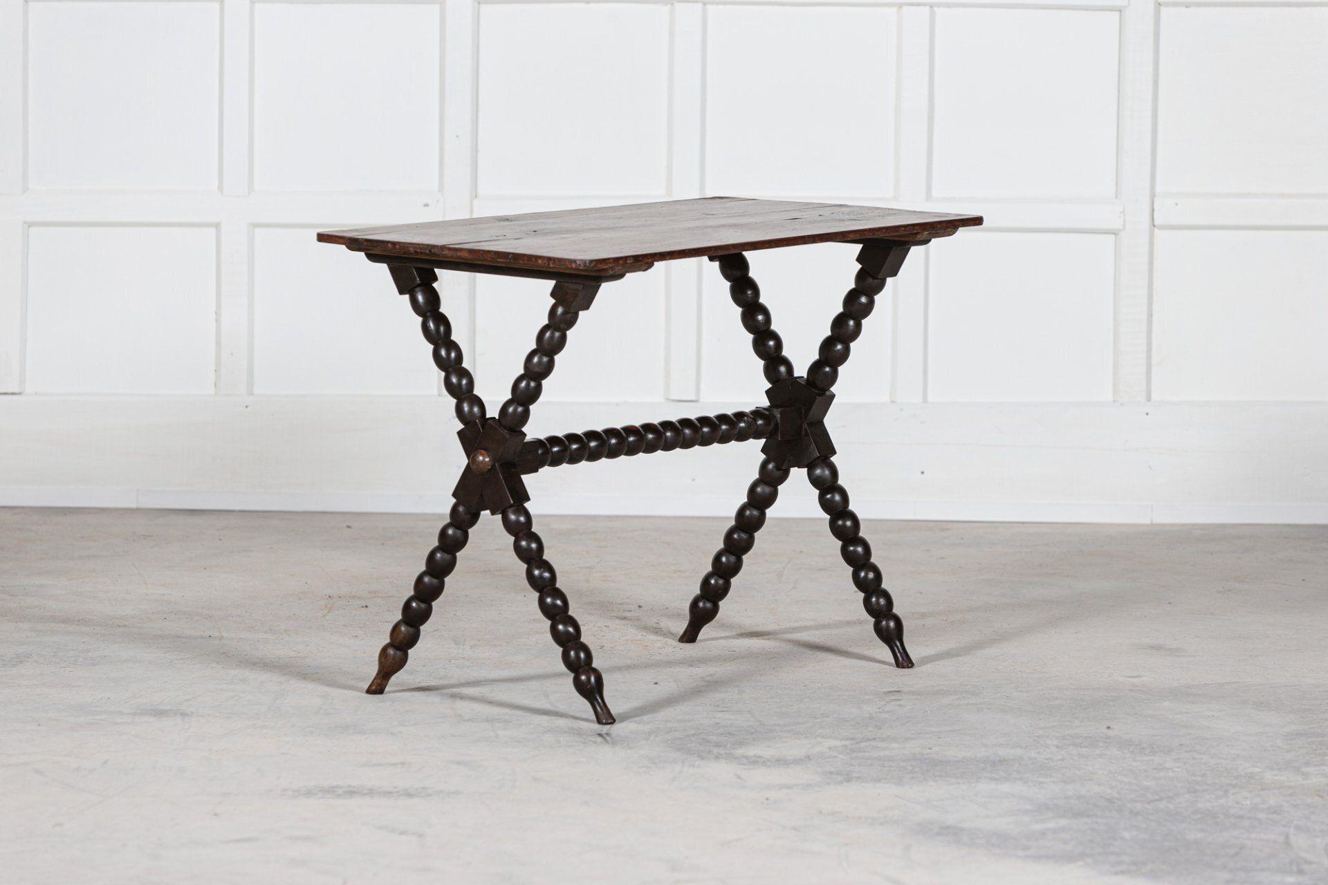 19th Century 19thC English Ebonised Bobbin Table / Desk For Sale