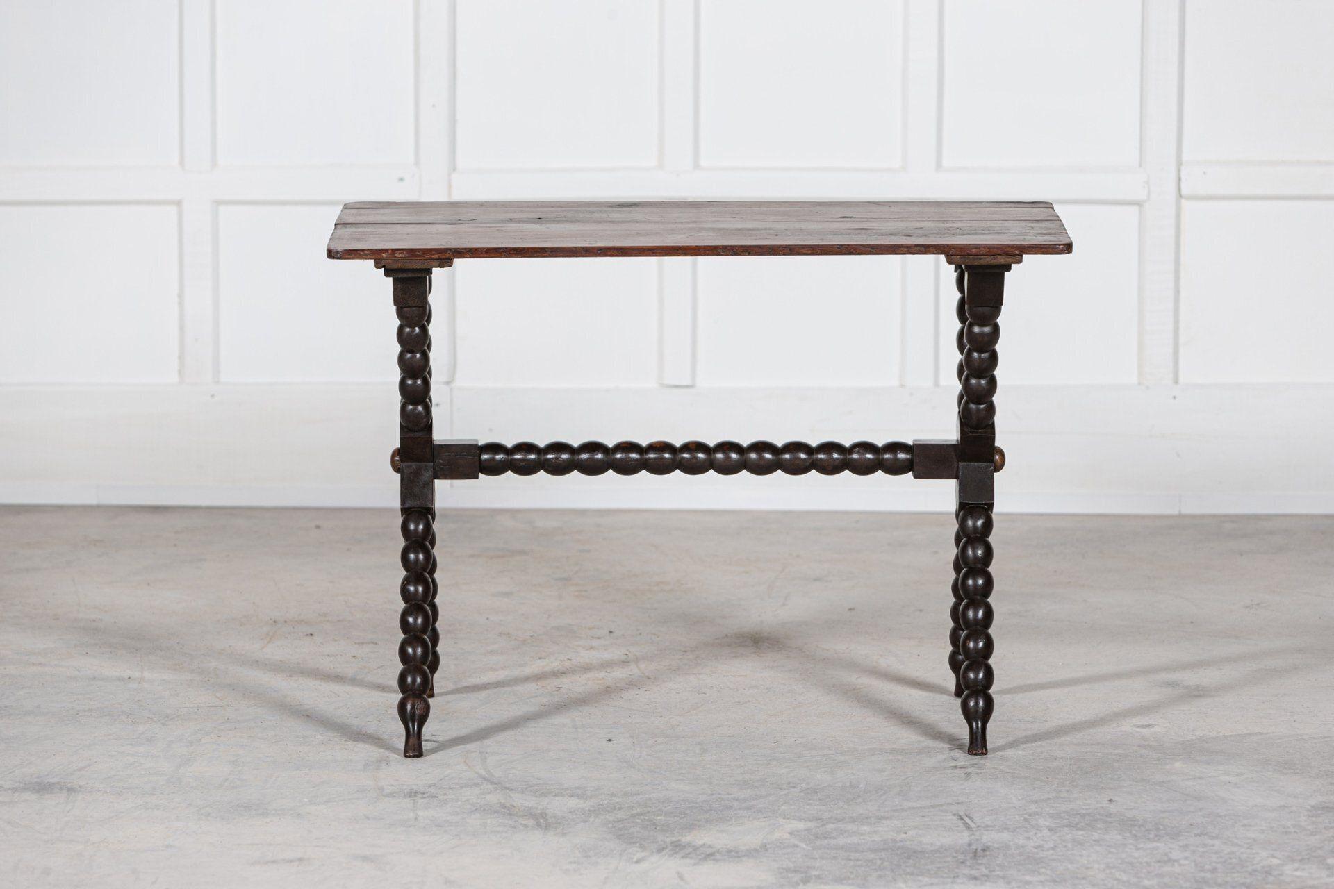 Pine 19thC English Ebonised Bobbin Table / Desk For Sale