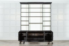 19thC English Ebonised Breakfront Bookcase