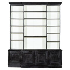 Antique 19thC English Ebonised Breakfront Bookcase