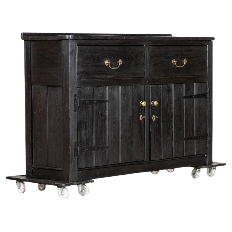 Base de commode en pin de campagne ébonisé du 19e siècle