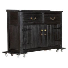 Base de commode en pin de campagne ébonisé du 19e siècle