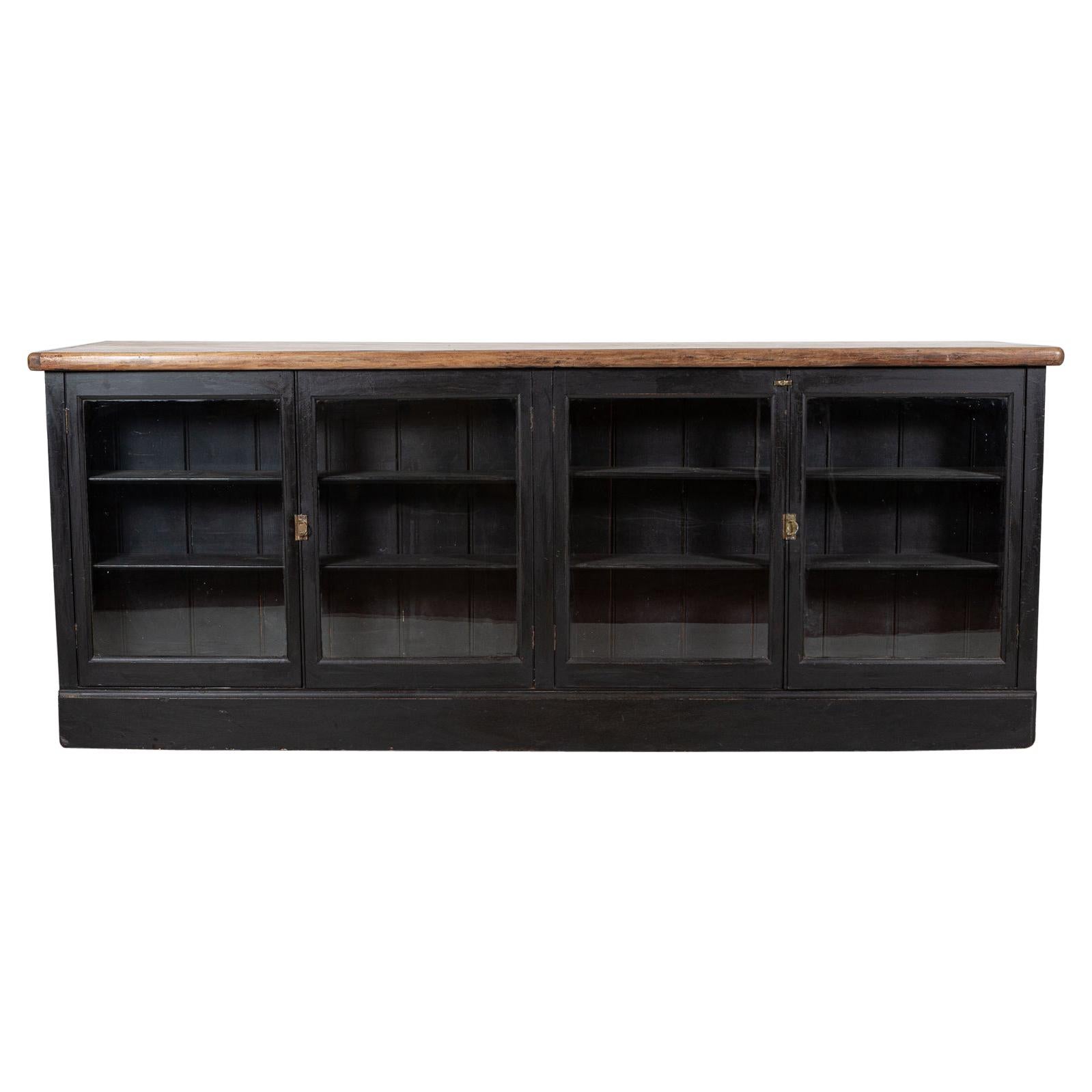 19thC English Ebonised Double Sided Mahogany Shop Counter